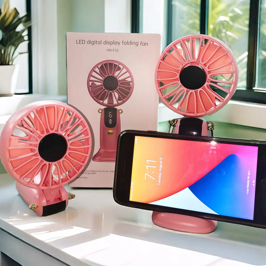 USB Rechargeable Silent Fan Set for Summer Gift, Multi-Purpose 6-Speed Handheld Fan with Display, Summer Cooling, Portab