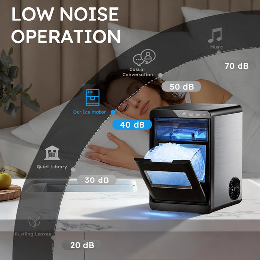 Nugget Ice Maker Countertop 44 lbs/Day Self-Cleaning Pellet Ice Machine