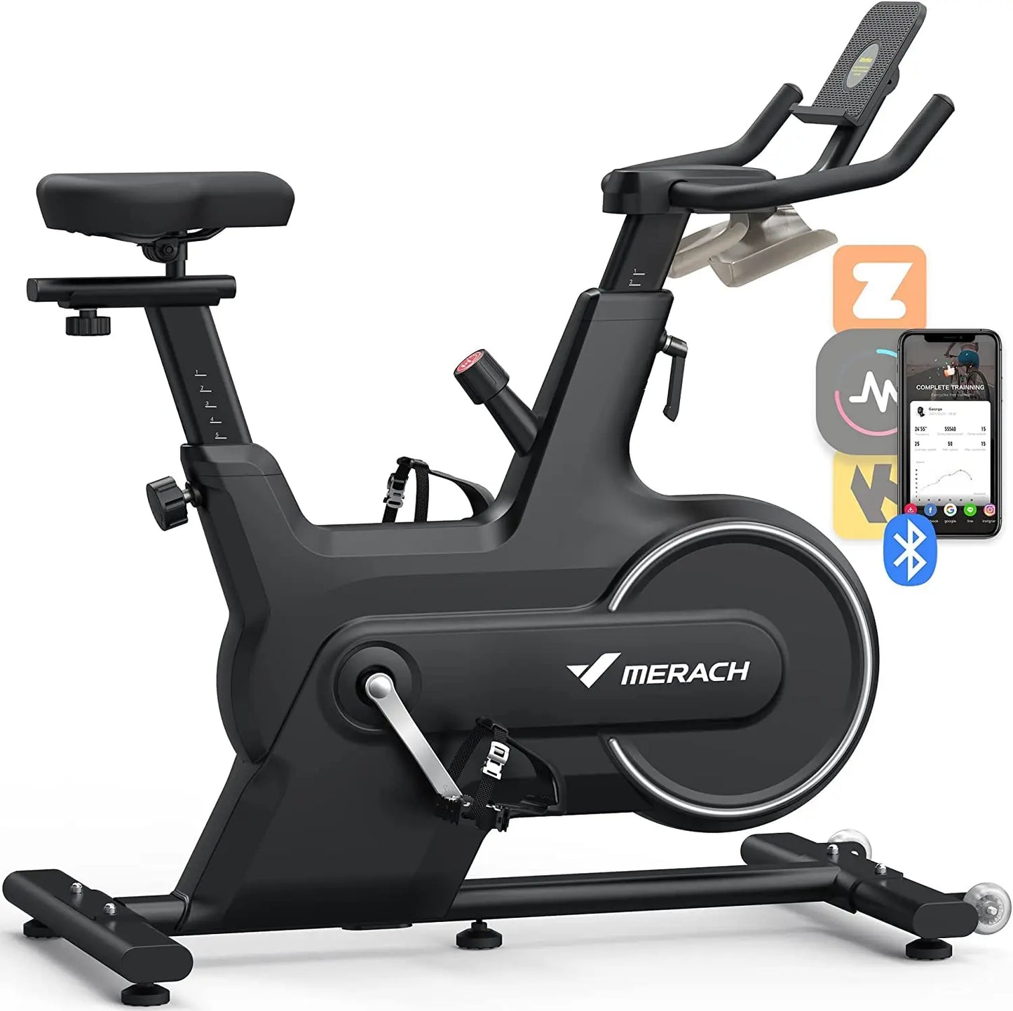 MERACH Indoor Exercise Bike with Auto Resistance Bluetooth Stationary Bike with APP Data Tracking & Tablet Holder Cycling Bike