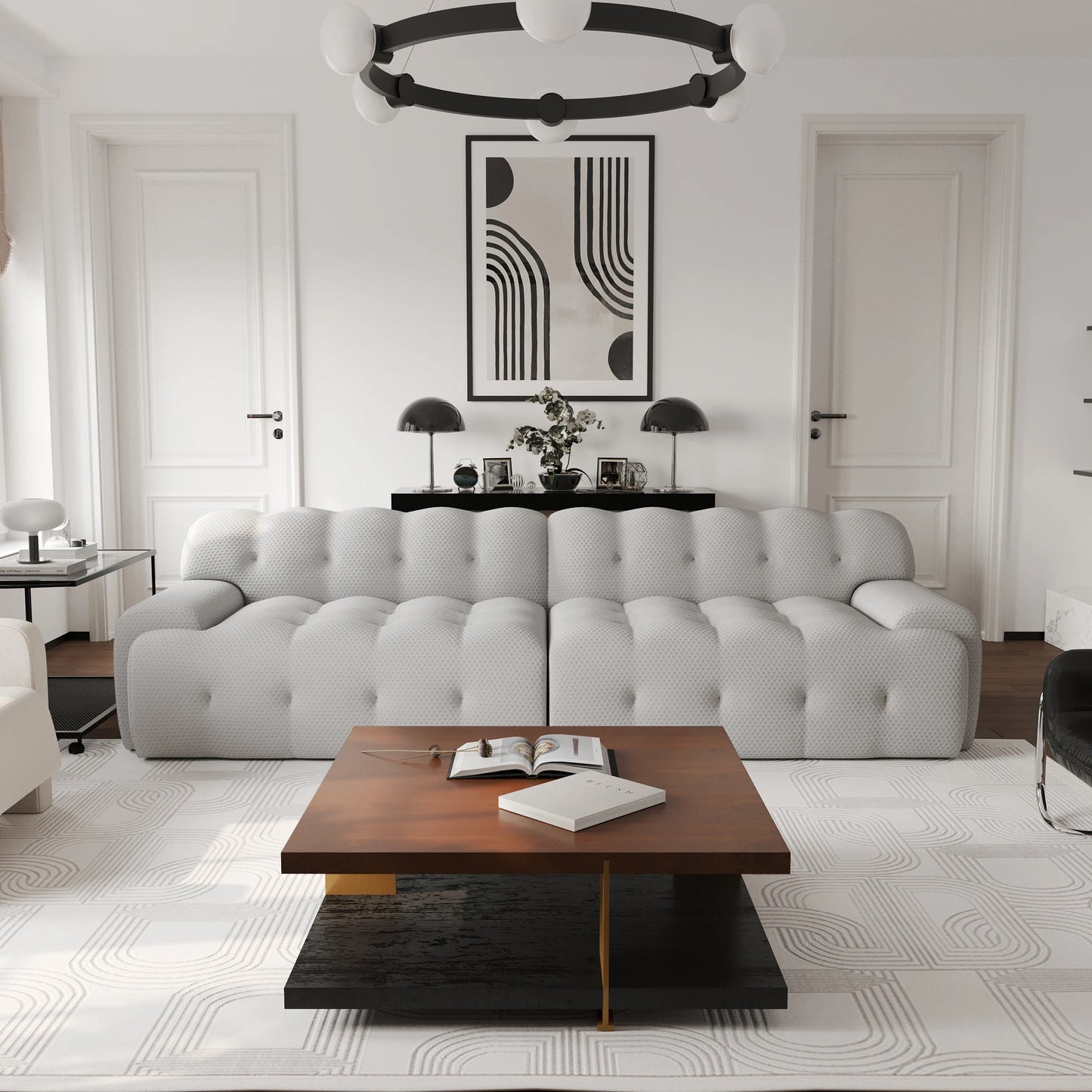 Comfy Cloud 102" Oversized Modular Sectional Sofa – Breathable 3D Mesh Fabric – No Assembly Required – Modern Minimalist Design