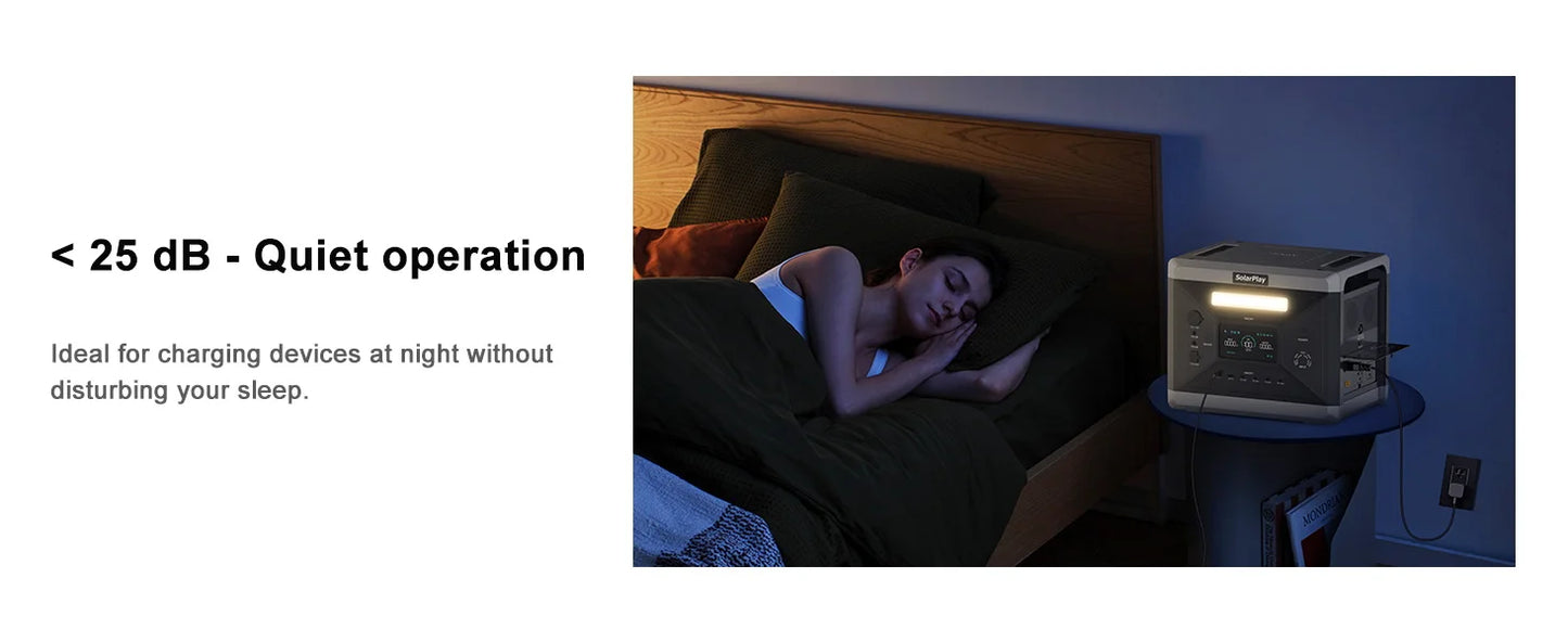 SolarPlay Q2501 Portable Power Station – 2160Wh LiFePO4 Battery, 2400W AC Output, Fast Charging Solar Generator for Outdoor and Backup Power