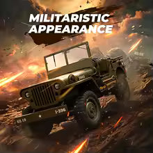 JJRC 1/10 Military RC Car – Full Steering, LED Lights, Metal Build, Off-Road Simulation Vehicle