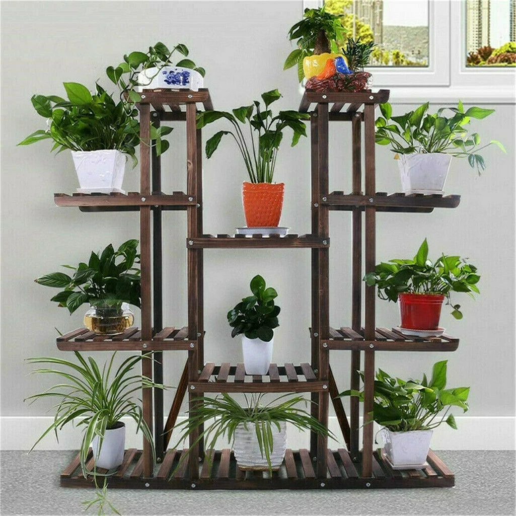 46" Multi-Tier Wooden Plant Stand – Indoor & Outdoor Flower Display Shelf