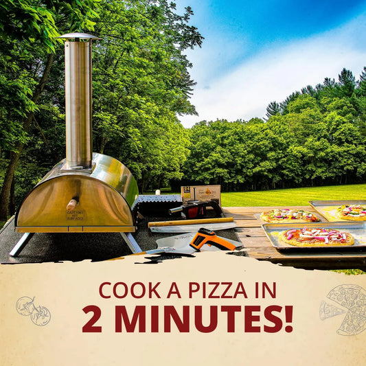 PoBoy Outdoor Pellet Pizza Oven – Portable Wood-Fired Oven with 13" Stone, Peel, Blower & Accessories