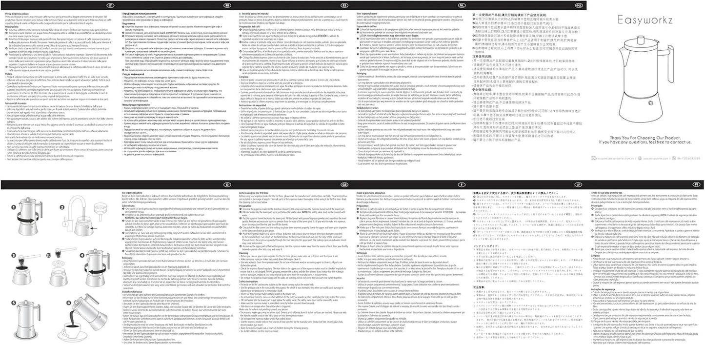 Easyworkz Diego Stovetop Espresso Maker Stainless Steel Italian Coffee Machine Maker 4Cup 6.8 oz Induction Moka Pot