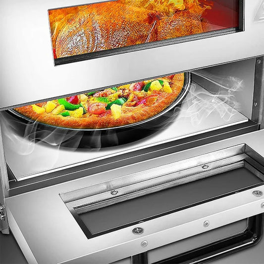 Commercial 1700W Stainless Steel Electric Pizza Oven – Dual Deck Countertop Baking Oven