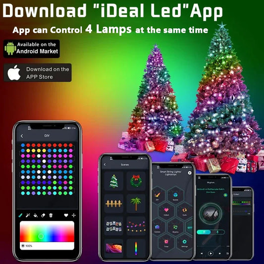 30M USB Smart RGB Christmas String Lights – Bluetooth APP Control, Waterproof Fairy Lights