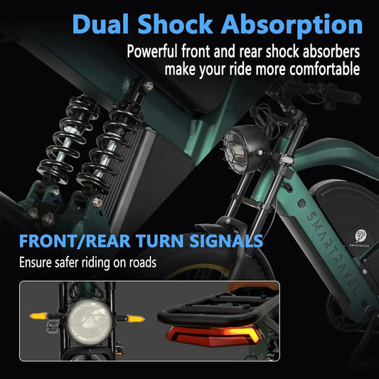 Smartravel 1200W Electric Bike for Adults – 48V 25Ah Battery, APP Control, Full Suspension Fat Tire E-Bike with GPS Tracking & Hydraulic Brakes