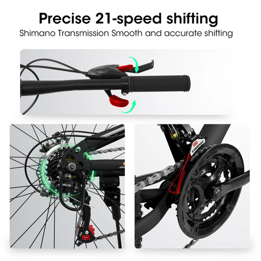 Ecarpat 26” Mountain Bike 21-Speed Dual Suspension MTB with Disc Brakes