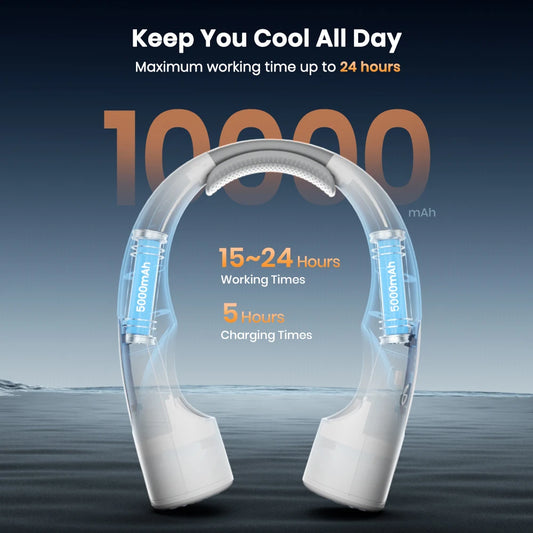 Warmco 10000mAh Portable Neck Fan