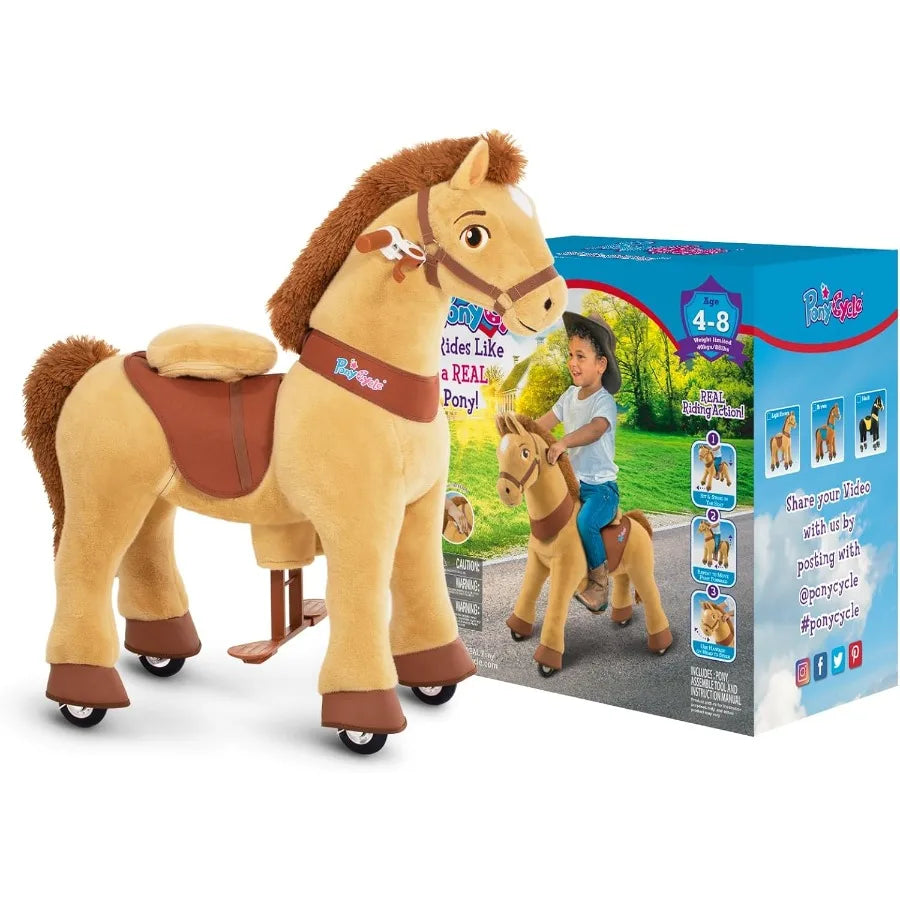 PonyCycle Ride-On Horse Toy – Plush, No Battery, Kid-Powered Pony Ride for Ages 3–4