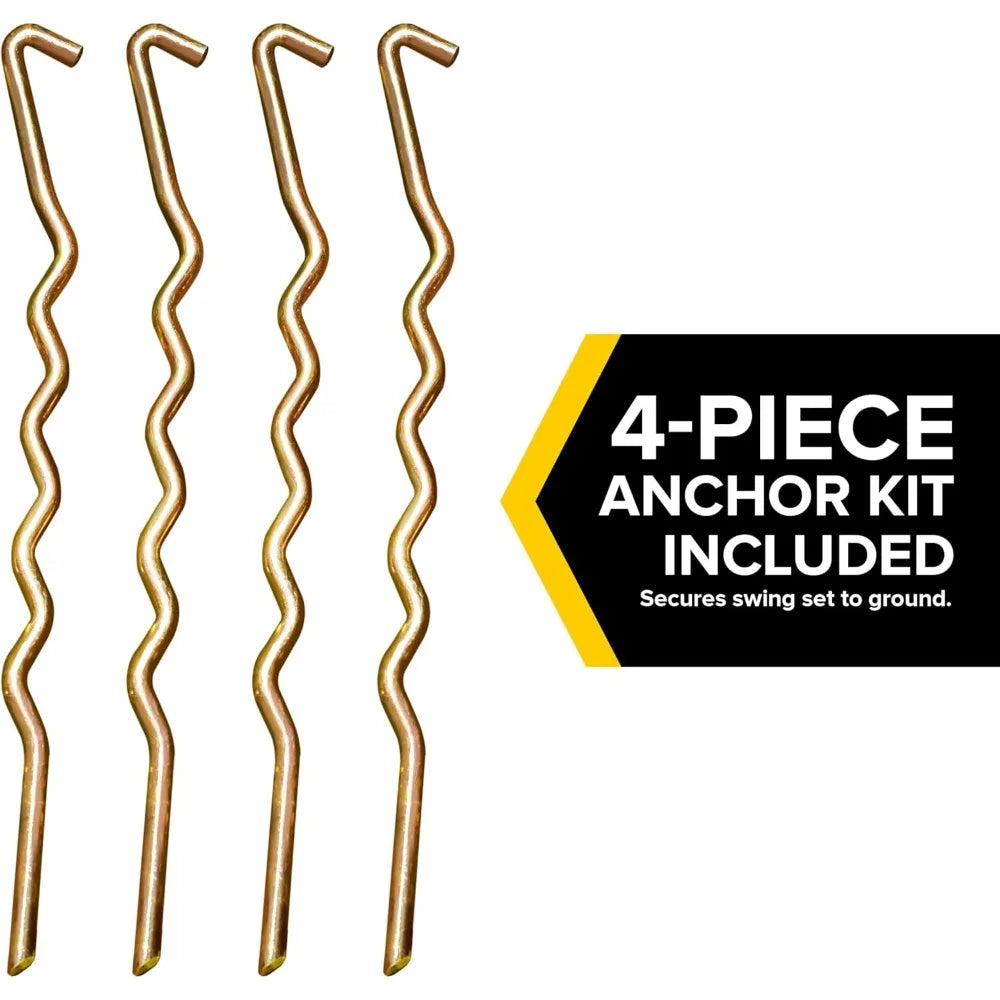 Park Ridge 8-in-1 Metal Swing Set – Outdoor Playground with Slide, Swings, Roman Glider, Teeter Totter & Anchor Kit – ASTM Certified for Kids Ages 3–8