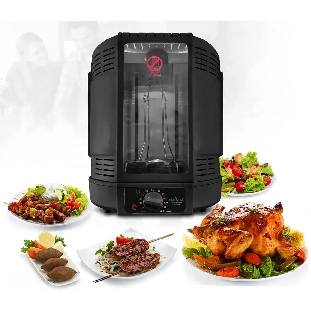 Vertical Rotisserie Oven Roaster Shawarma Kebab Machine Skewer Rack Cooking Basket Tower Healthy Countertop Cooking with