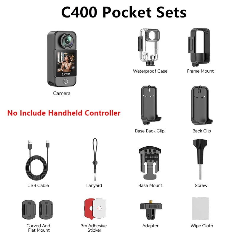 SJCAM C400 4K Pocket Camera with Stabilization & WiFi Touch Screen