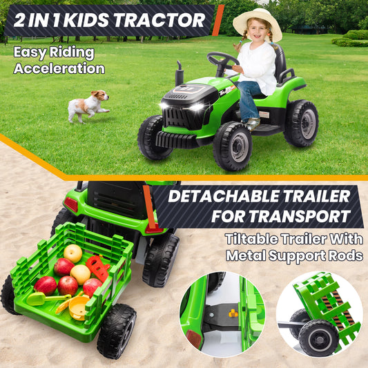24V 2-Seater Ride-On Tractor Truck with Remote Control & Detachable Trailer – Perfect Gift for Kids Ages 2–6