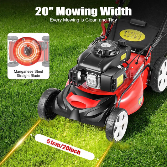 Self Propelled Gas Lawn Mower with Bagger | 20-Inch 140cc 4-Stroke Powered, 5HP Engine for Medium Yards |, Customized