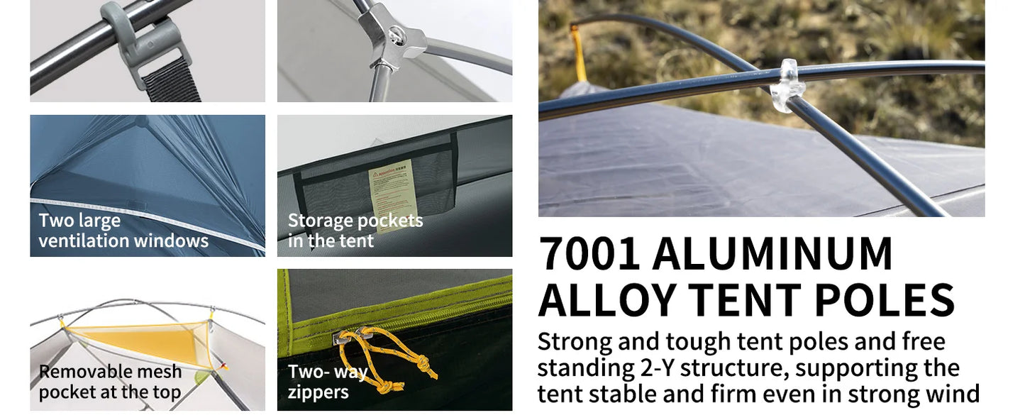 Naturehike Mongar Ultralight 2 Person Camping Tent Waterproof PU3000mm Double Layer Hiking Shelter
