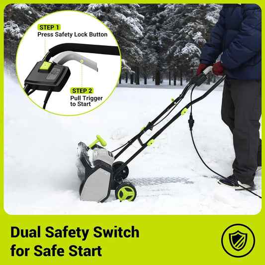 17" Electric Snow Shovel – 12-Amp Corded Snow Blower with 20 ft Throwing Distance, Adjustable Chute, & Ergonomic Handle – Ideal for Driveways, Patios, Stairs