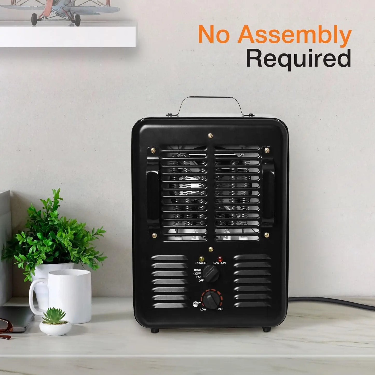 1500W Portable Space Heater with Safety Features – Electric Fan Heater for Garage, Office, Basement & Indoor Use