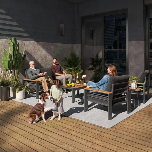 5-Seat Outdoor Sectional Patio Set with Coffee Table – Modern Aluminum Patio Sofa Set for Backyard, Garden & Poolside