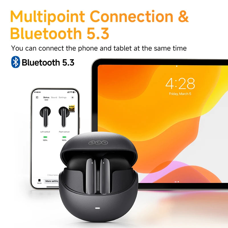 QCY MeloBuds Pro ANC Wireless Bluetooth Earphones 46dB Hybrid ANC Hi-Res LDAC Bluetooth 5.3 Earbuds 6 Mic 34H Playtime