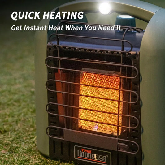 Portable 6,000 BTU Propane Space Heater with LED Light – Compact Outdoor Heater for Camping, Patios & Small Spaces