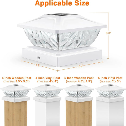 4/6/8/12 Pack 2 Mode Bright Solar Post Lights For Porches, Decks & Walkways