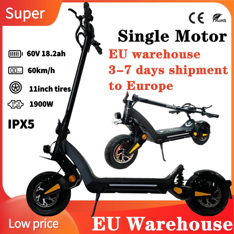 DT06 Dual Motor Electric Scooter – 2400W Power, 70KM/H Speed, 70KM Range, Hydraulic Suspension, Foldable Off-Road E-Scooter with NFC, LED Display & Turn Signals