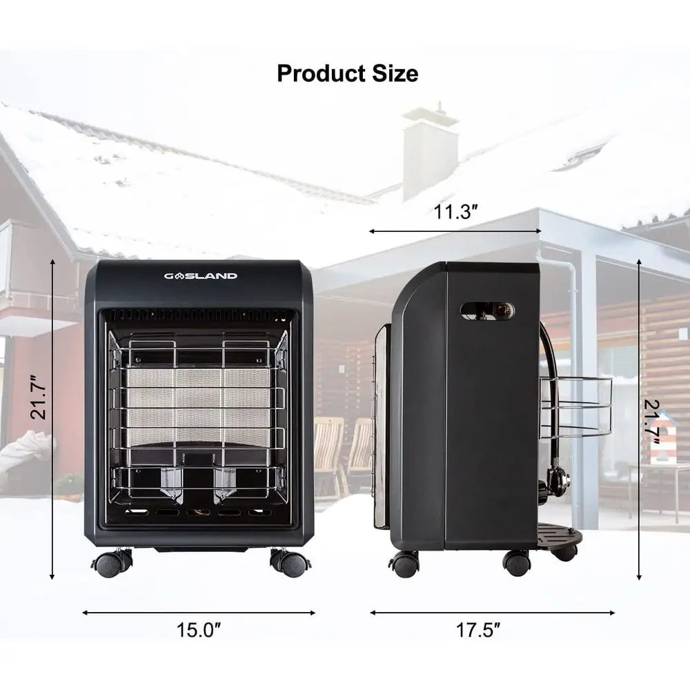 Portable 18,000 BTU Propane Radiant Heater for 450 sq. ft Spaces: Ideal for Garages, Workshops, and Construction Sites