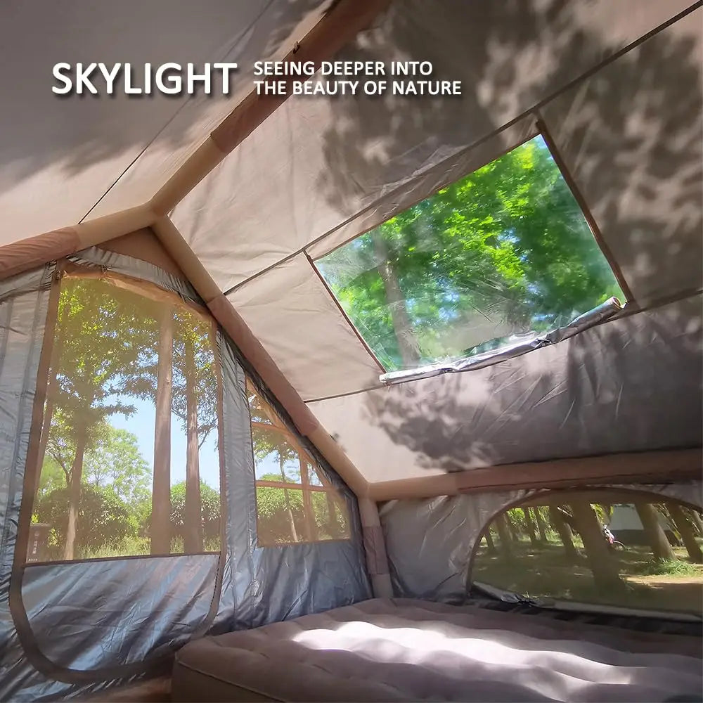 Inflatable Camping Tent for 3–4 People – Four-Season Waterproof Air Tent with Hand Pump and Quick Setup