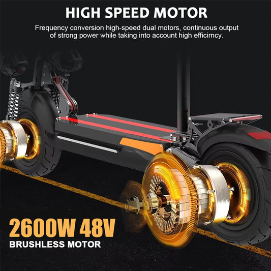 Electric Scooter 2600W Dual Motor – 40 MPH, 48V 20.8Ah Battery, Foldable with Seat, 80KM Range