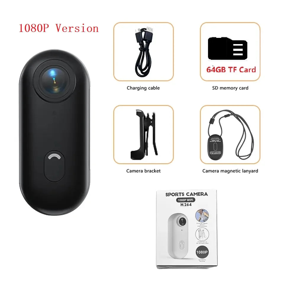 4K Mini Body Camera with 64GB Storage & Waterproof Case