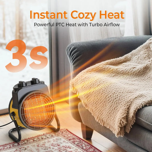 1500W Space Heater with Thermostat, 3 Heat Modes, Overheat Protection, Portable Greenhouse & Garage Heater