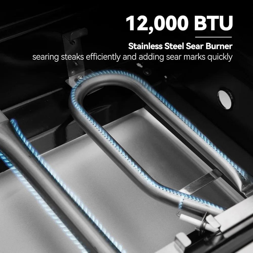 Royal Gourmet SG6002R 6-Burner Propane Grill with Sear Burner and Side Burner, Stainless Steel Cabinet Style Gas Grill