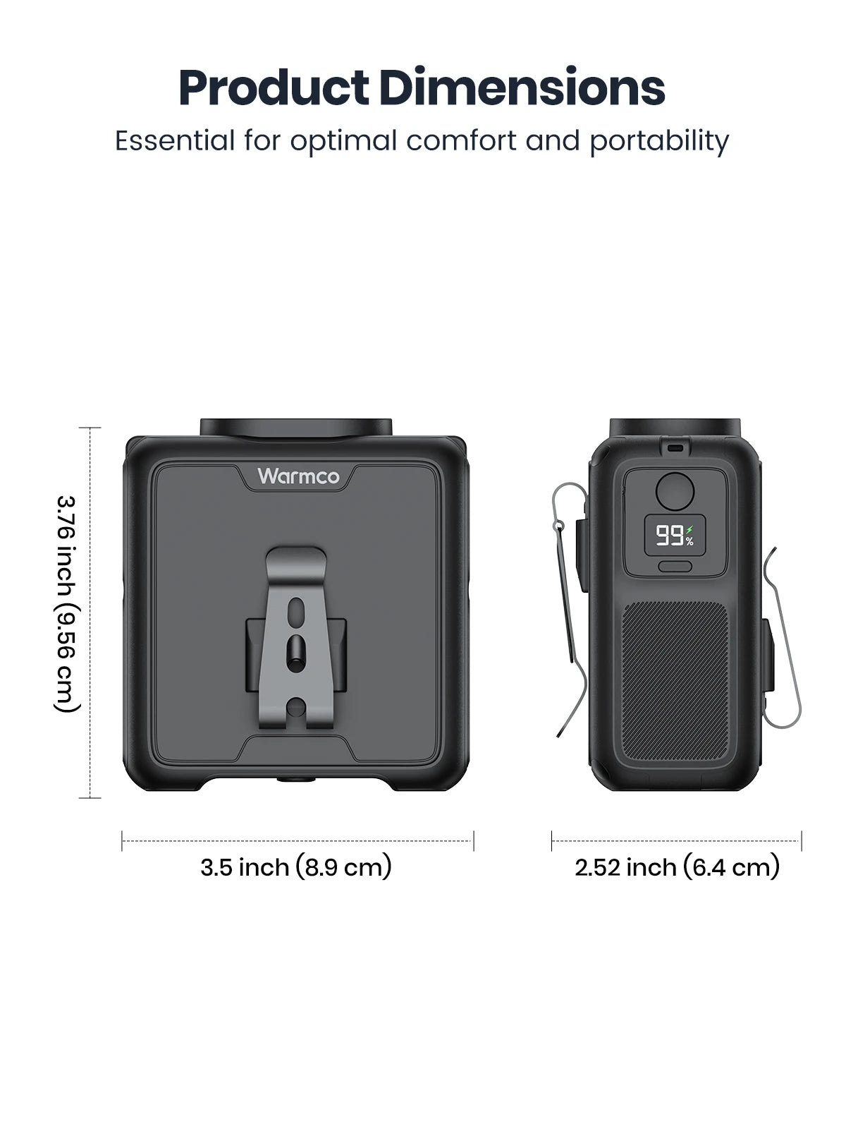 Warmco Portable Waist Fan 10000mAh Rechargeable 4-Speed Belt Clip-On Personal Neck Fan with Flashlight & Power Bank