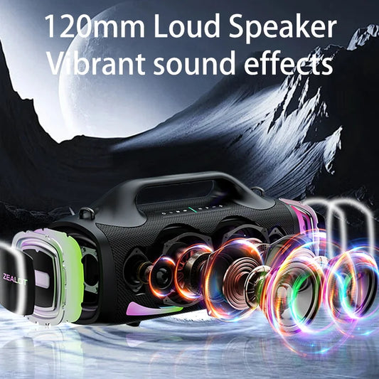 ZEALOT 100W Portable Bluetooth Subwoofer Speaker – 24000mAh Battery, RGB Lights, Waterproof, Wireless Pairing