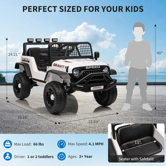 12V Ride-On Car for Kids with Remote Control – 3 Speeds, LED Lights, Music & Safety Belt Electric Vehicle for Ages 3–6