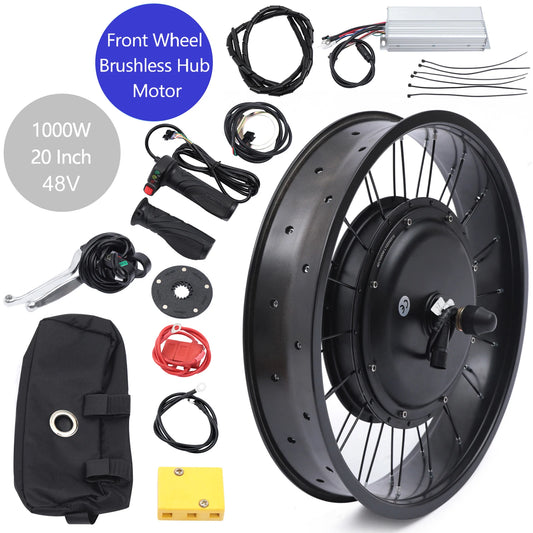 Electric Bicycle Conversion Kit 20" – 48V 1000W Front Wheel E-Bike Motor Kit
