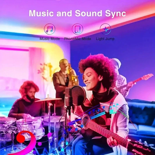 25/50/100/130ft Color-changing RGB light built-in microphone Smart LED Light Strip Program to your favorite music