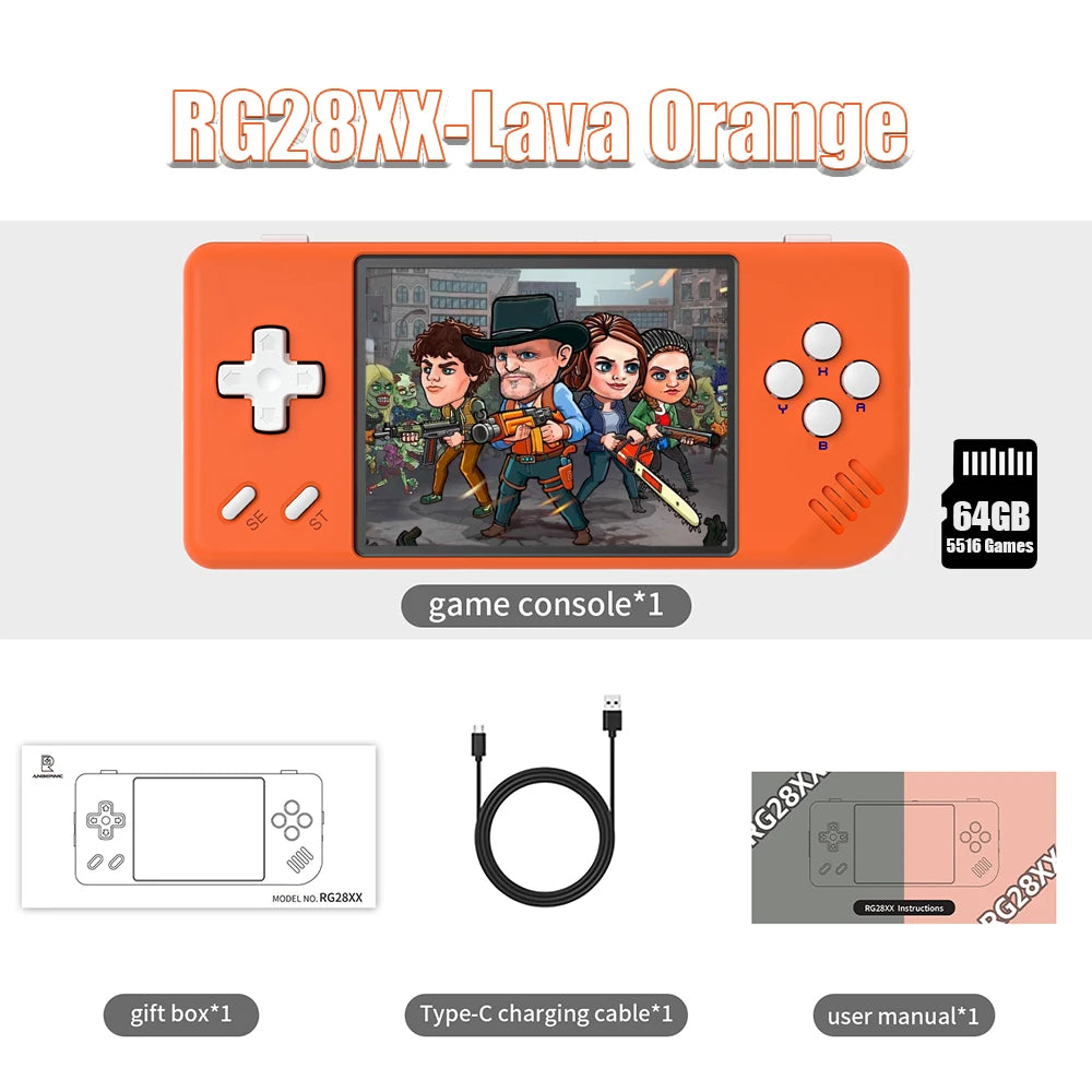 ANBERNIC RG28XX Retro Handheld Gaming Console – 64GB Linux System, 30+ Emulators & 5000+ Games