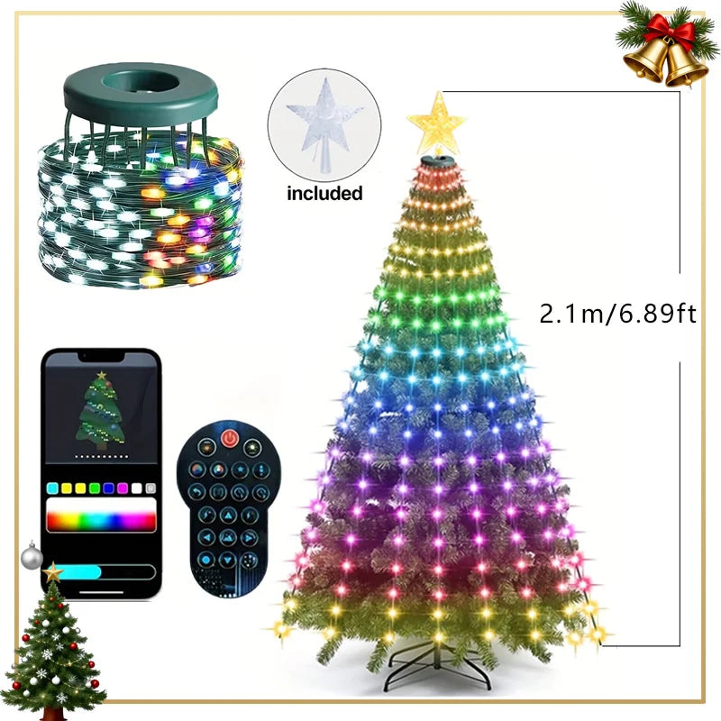 Smart WiFi 400 LED Music Sync APP Indoor Outdoor Waterproof Christmas Tree Lights DIY Pattern