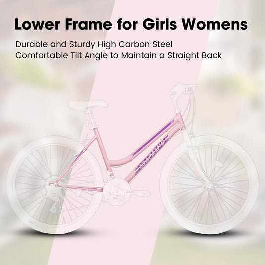 Ecarpat Women’s Mountain Bike 24/26 Inch – 21 Speed Outdoor Bicycle with Steel Frame