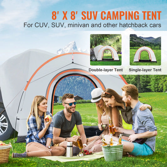 SucceBuy 8' x 8' SUV Camping Tent Attachment for 6-8 People with Rainfly & Carry Bag