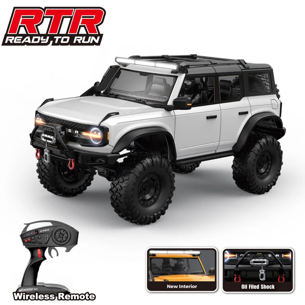 1/10 HB RC Crawler 4WD RTR Rock Off-Road Vehicle – Metal Gears, LED Lights, 2-Speed, Remote Control Truck for Adults