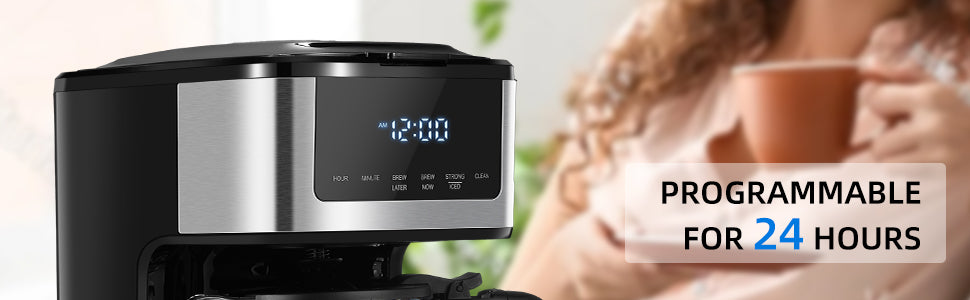 HomeBrew Pro Programmable Drip Coffee Maker - 12 Cup Capacity with Iced Coffee Function & Touchscreen