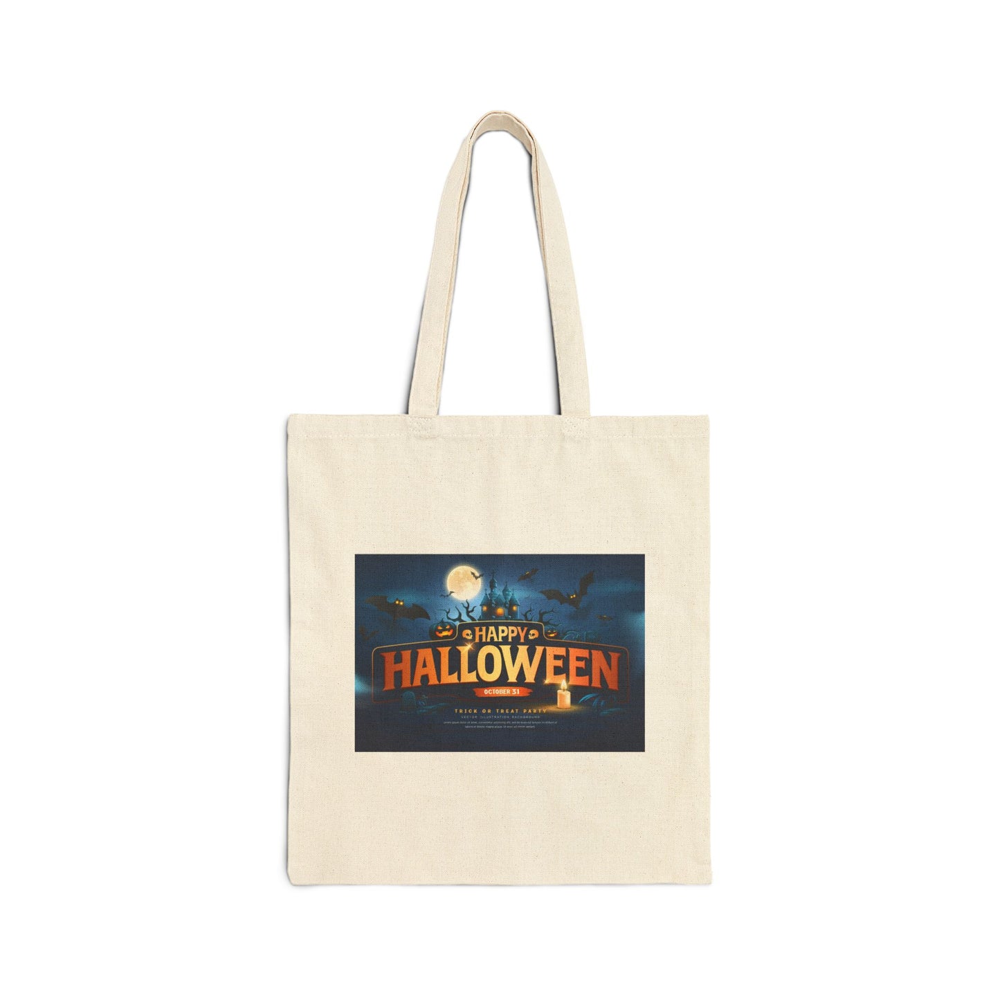 Halloween Themed Cotton Canvas Tote Bag, Eco-Friendly Bag, Trick or Treat Tote, Spooky Shopping Bag, Halloween Party Favor