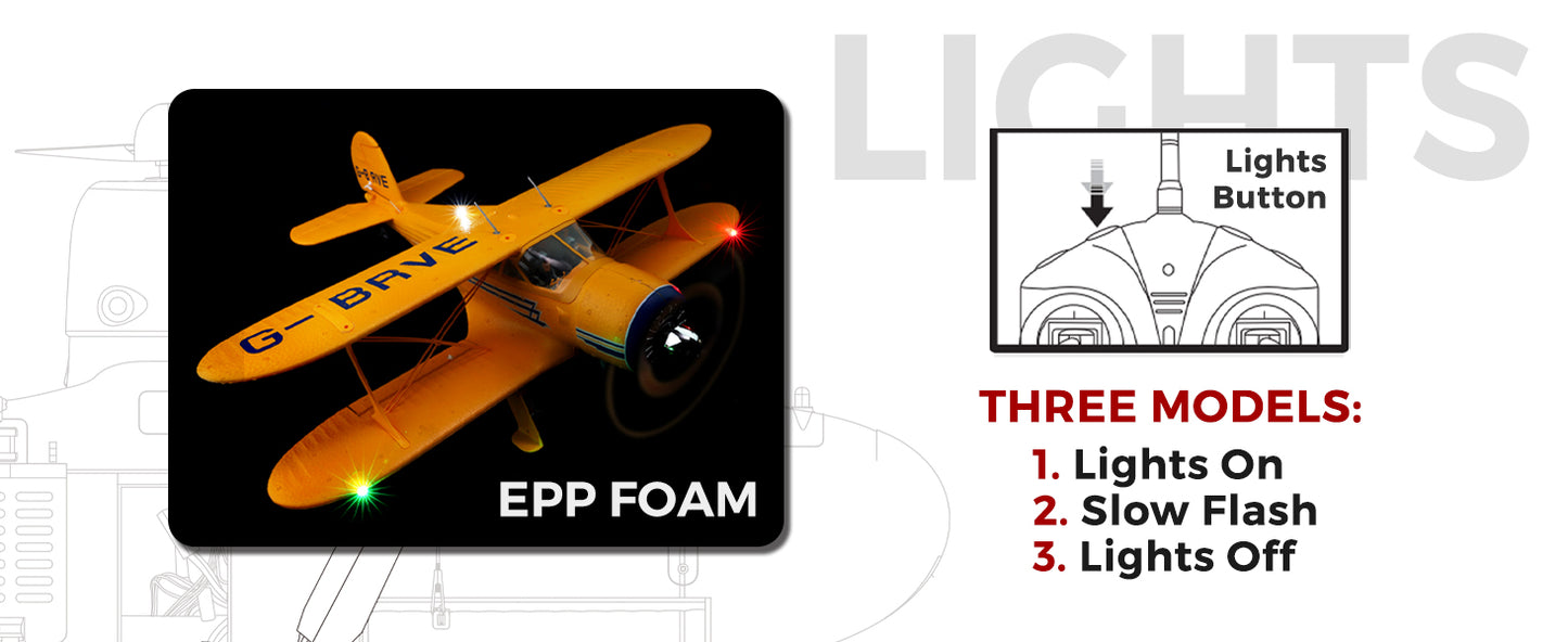 WLtoys A300 Beechcraft D-17 RC Plane – 4 Channel Brushless Remote Control Airplane with Lights, Dual Batteries, 2.4GHz Radio System