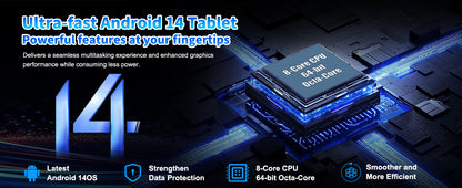 BESTSKI 10.1-Inch Android 14 Tablet – 8GB RAM + 64GB Storage | Octa-Core CPU | Face Unlock | Keyboard & Mouse Bundle