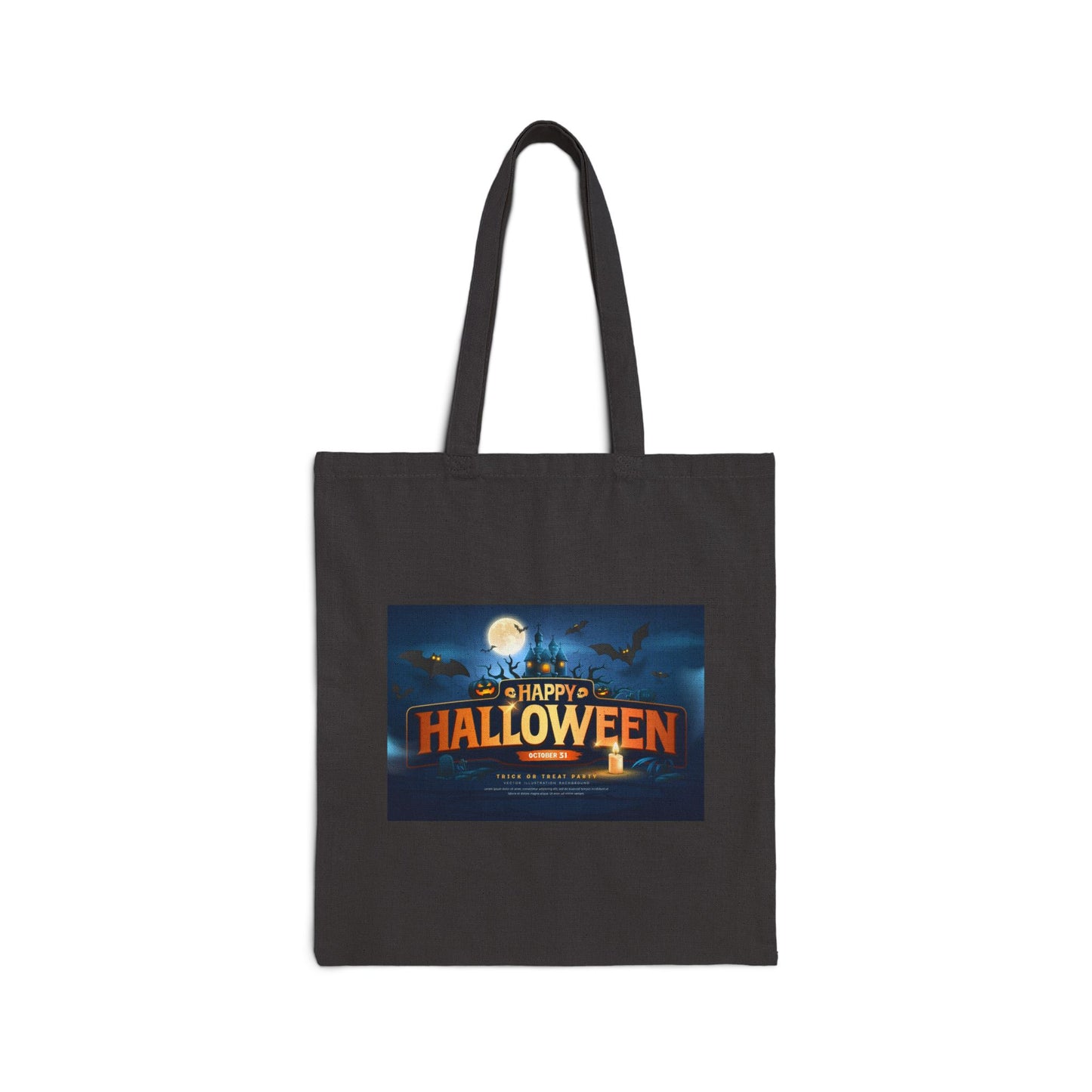 Halloween Themed Cotton Canvas Tote Bag, Eco-Friendly Bag, Trick or Treat Tote, Spooky Shopping Bag, Halloween Party Favor