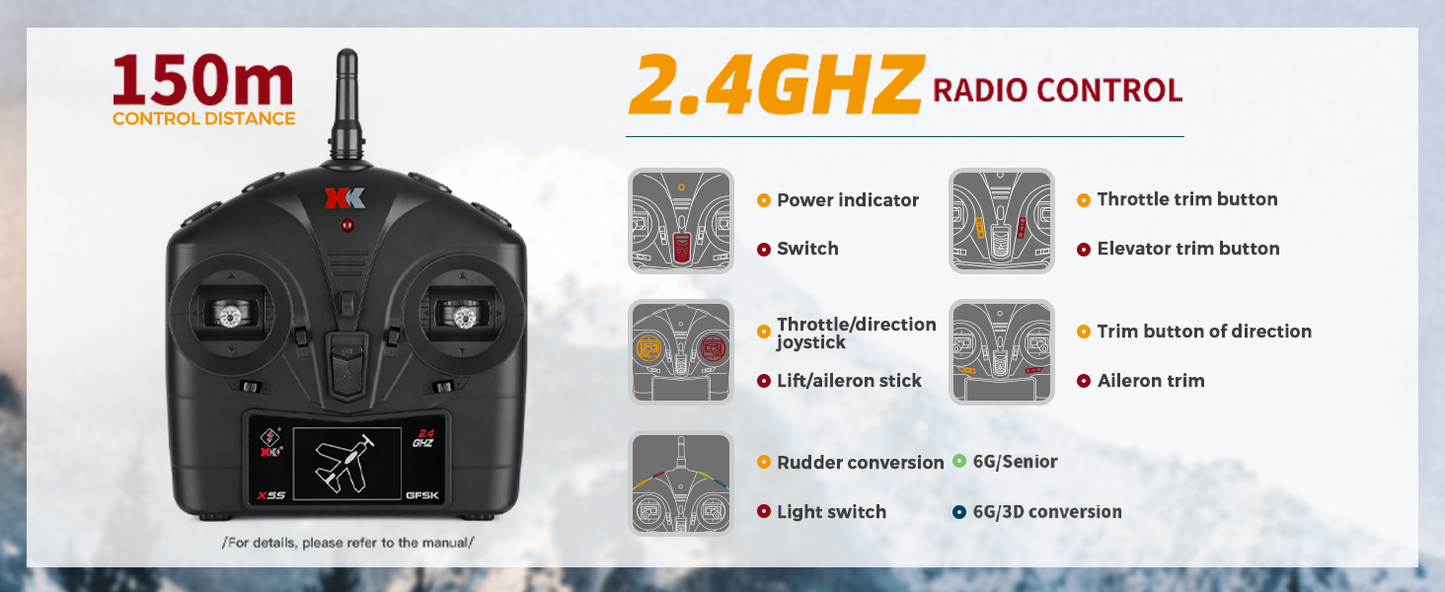 WLtoys A300 Beechcraft D-17 RC Plane – 4 Channel Brushless Remote Control Airplane with Lights, Dual Batteries, 2.4GHz Radio System